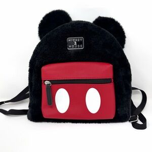 Disney Mickey Mouse Plush Mini Backpack Bioworld Black Red Unisex